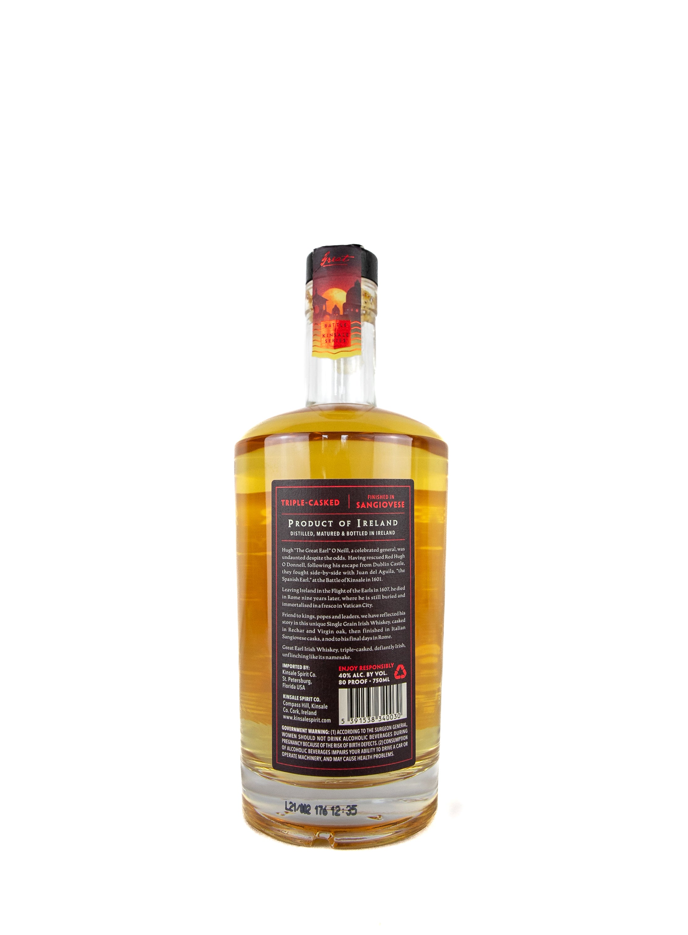 Great Earl Single Grain Irish Whiskey 750ml/75cl
