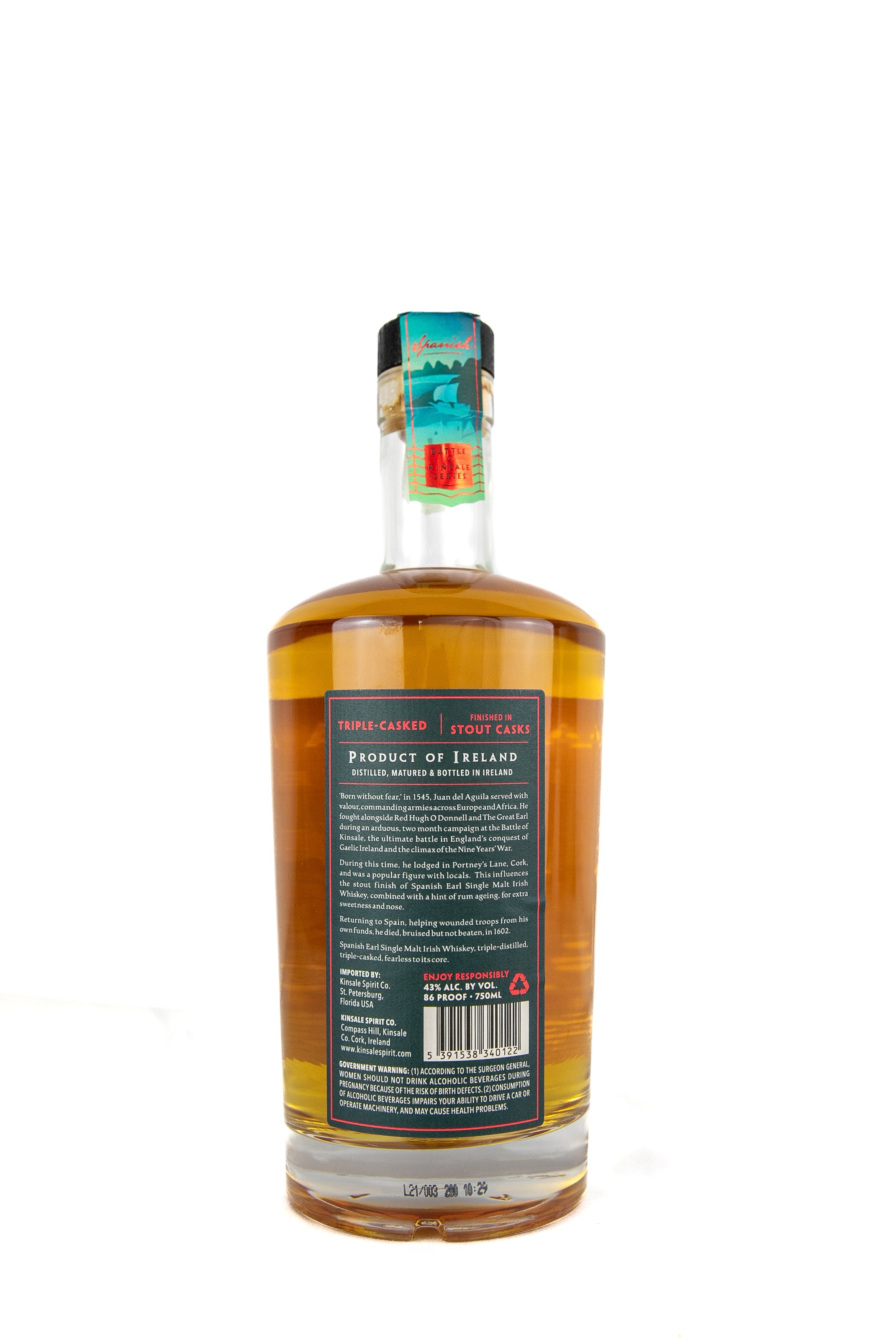 Spanish Earl Single Malt Irish Whiskey 750ml/75cl